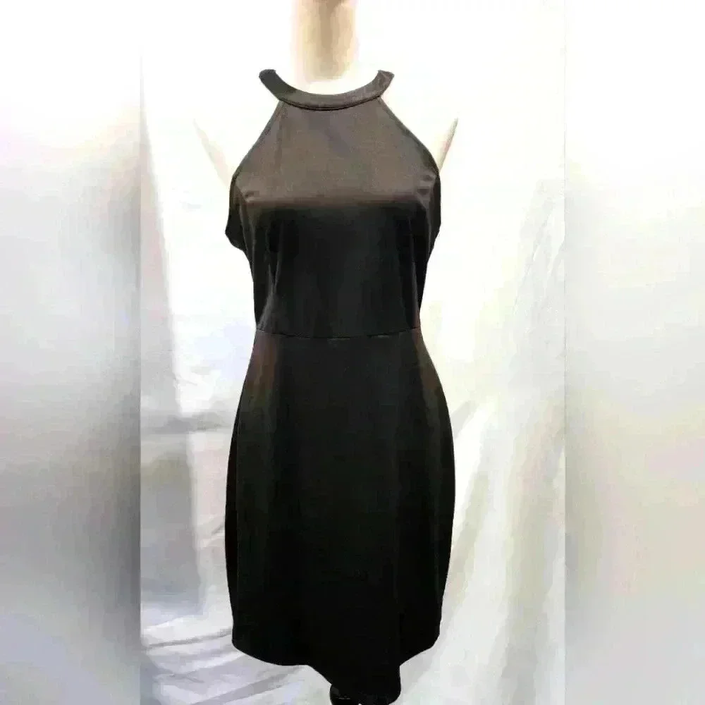 783. Lyrur black sleeveless mini with lace dress size 8 - Picture 4 of 7